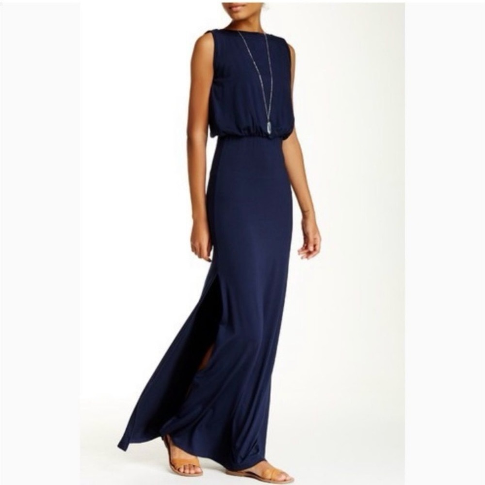 NWOT Go Couture Navy Blue Sleeveless Maxi Dress